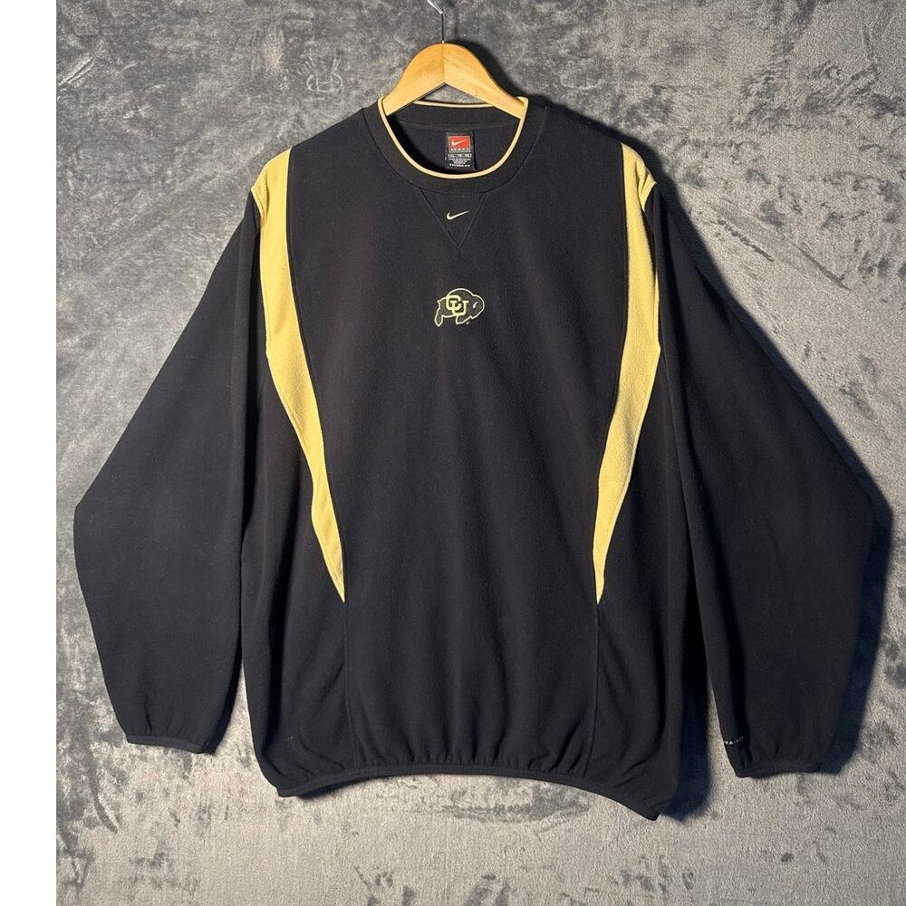 VTG Y2K Nike Team Colorado Buffaloes Fleece Crewneck Center Swoosh Men XL Black